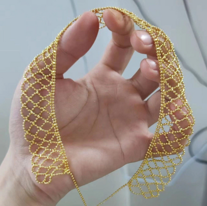 14K Gold Mesh Lace Necklace