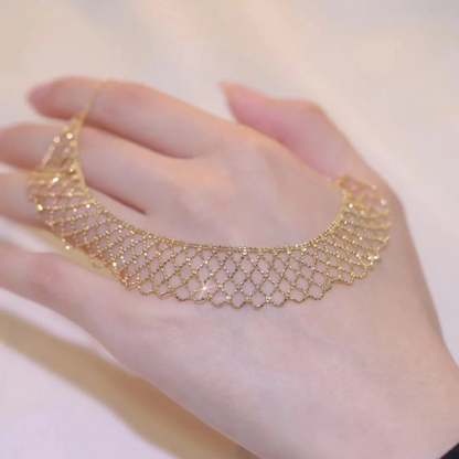 14K Gold Mesh Lace Necklace