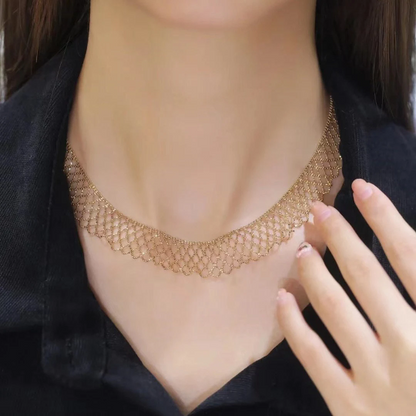 14K Gold Mesh Lace Necklace