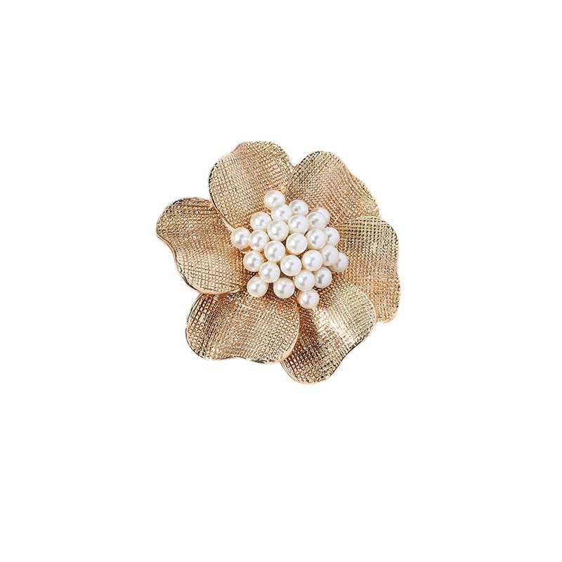 Gold Flower Pearl Ring | Adjustable Ring