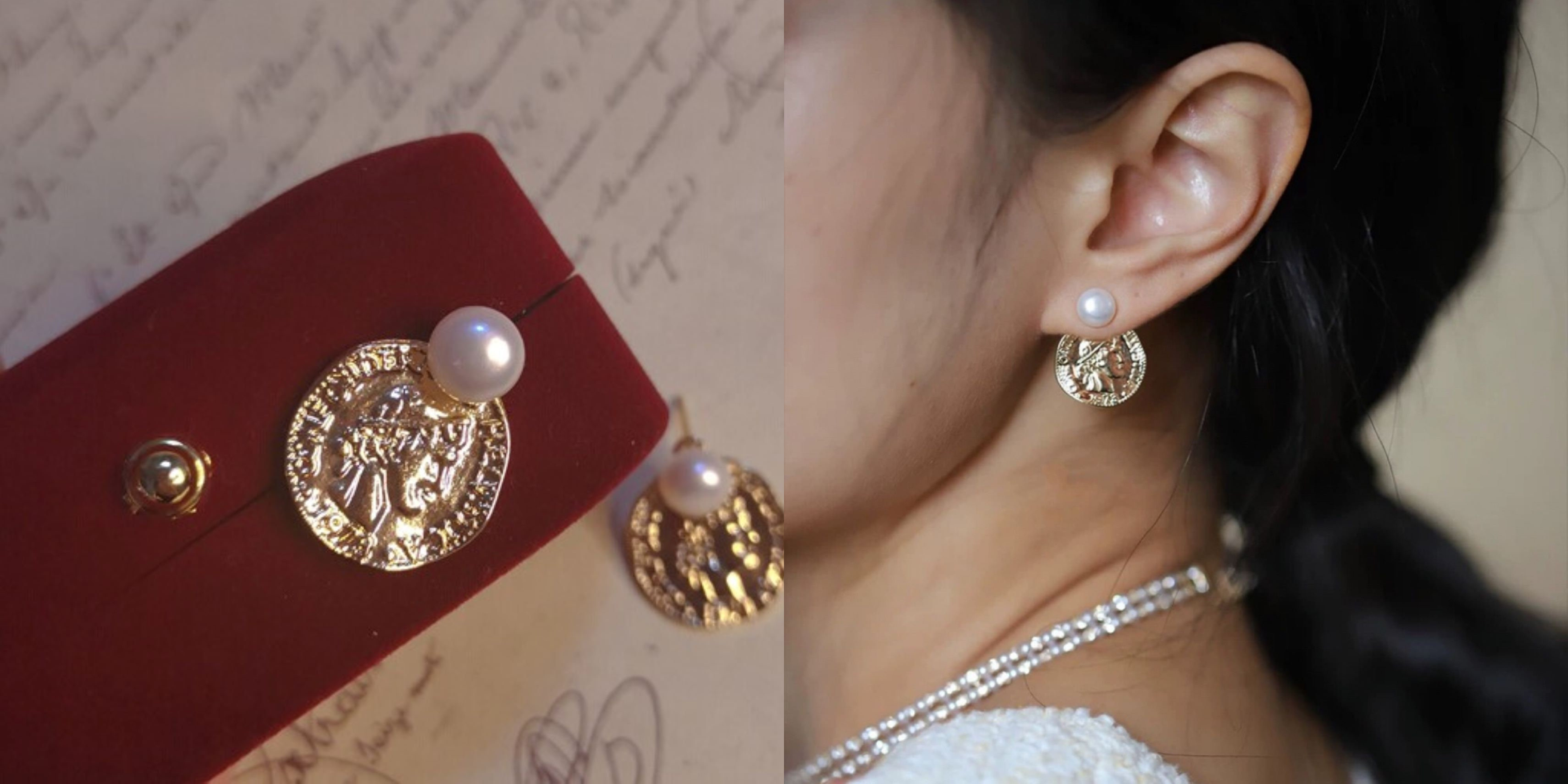 freshwater pearl earrings-gold coin earrings-women-earrings-gift-for-her