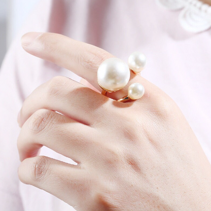 Minimalist Pearl Ring | Statement Ring | Adjustable Ring | Faux Pearl