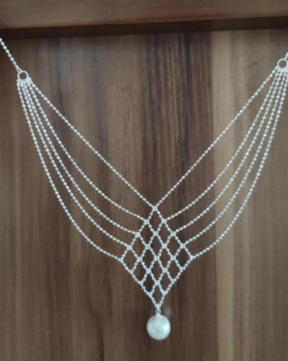 ゴールドレースチェーンネックレス | 12mmパールネックレス | 重ねづけネックレス