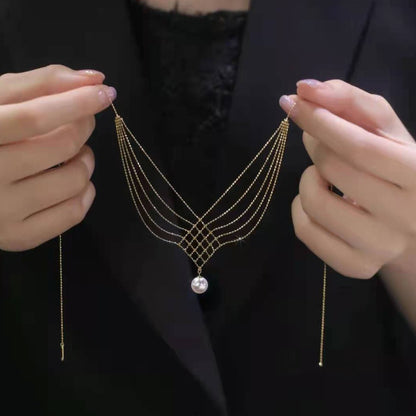 gold pendent chain necklace with 12mm freshwater pearl in the center