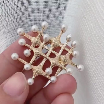 Starlight Gold-plated Brooch with Resin Pearls